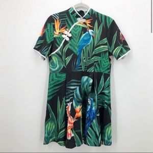 Dahlia mcphee tropical print mandarin collar dress small farm rio